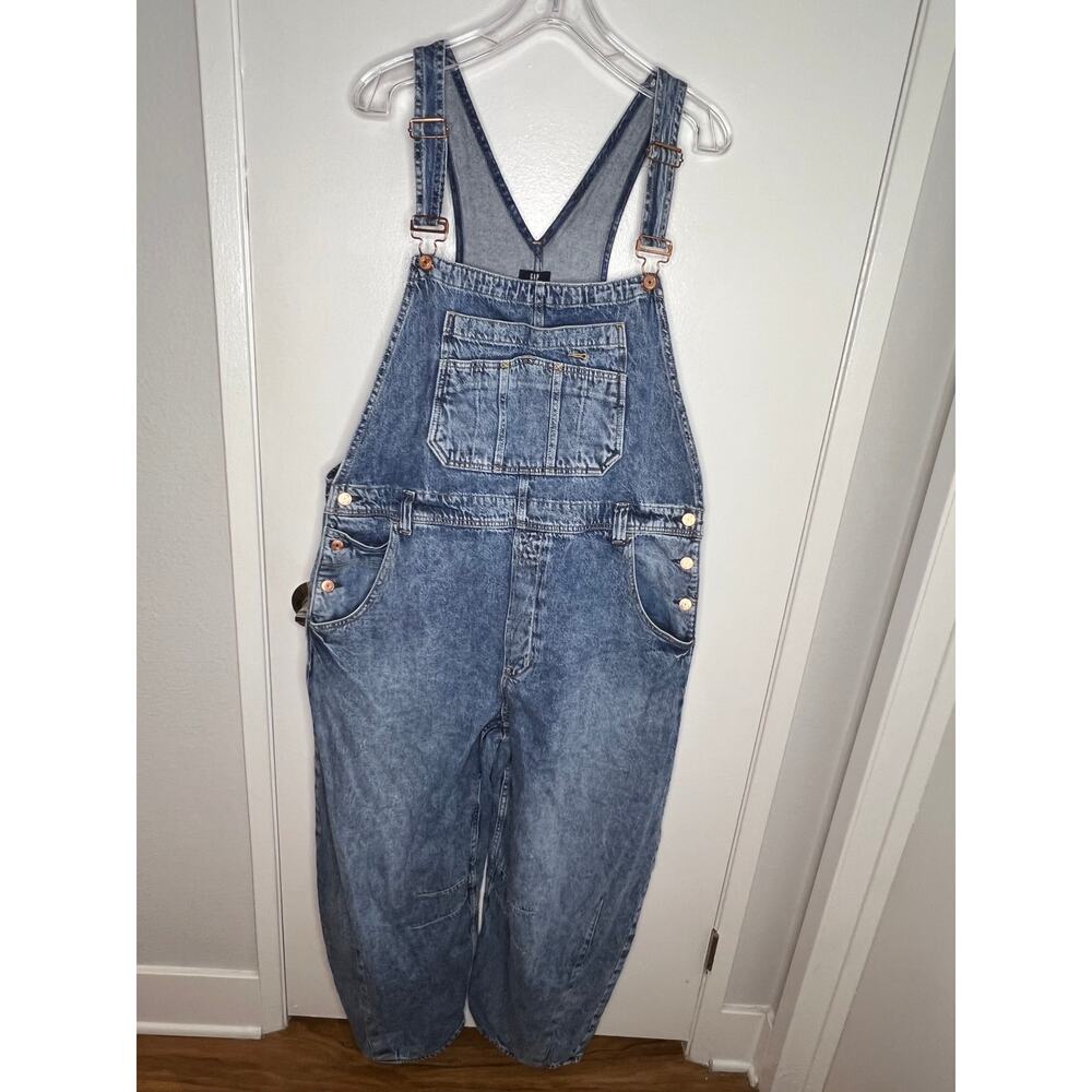 Classic Blue Barrel Denim Overalls - Women Jeans